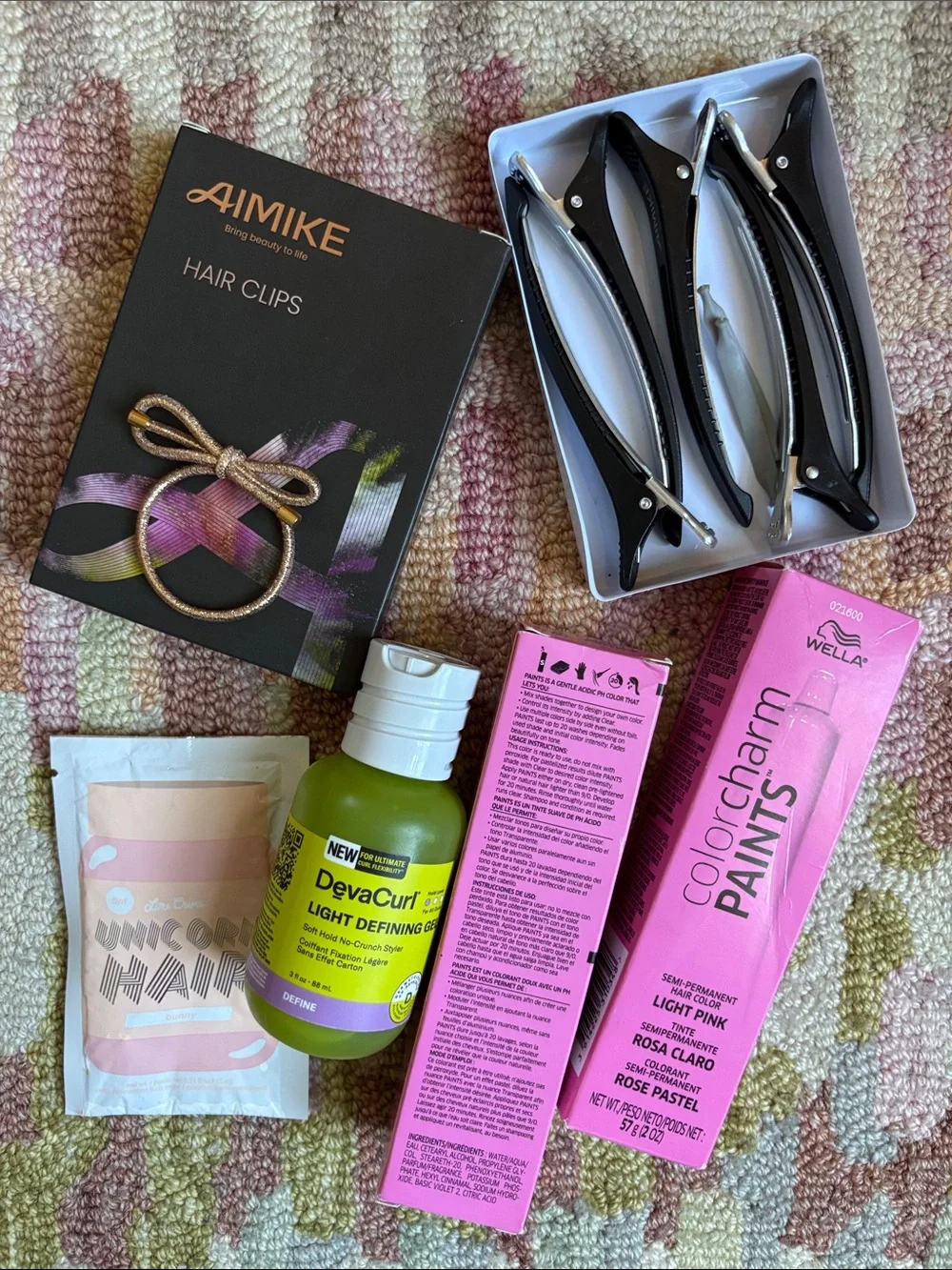 7- pc Hair bundle Colorcharm Paints Light Pink, Lime Crime Unicorn Hair Bunny ++